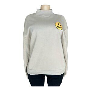 Drew House Beige Crewneck Sweatshirt With Smiley Logo S